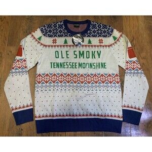 Ole Smokey Tennessee Moonshine Ugly Christmas Sweater Adult Size Large NWT